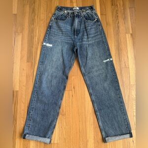 ZGY Denim Hi & Loose Super Hi Rise Loose Jeans Size 25 Distressed Cuffed Hem